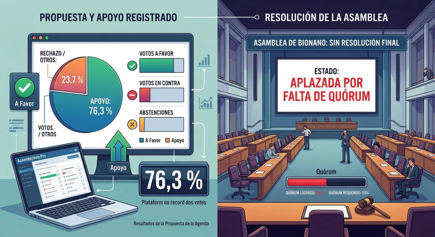 Bionano: una propuesta con 76,3 % de apoyo que no pudo resolverse por falta de quórum
