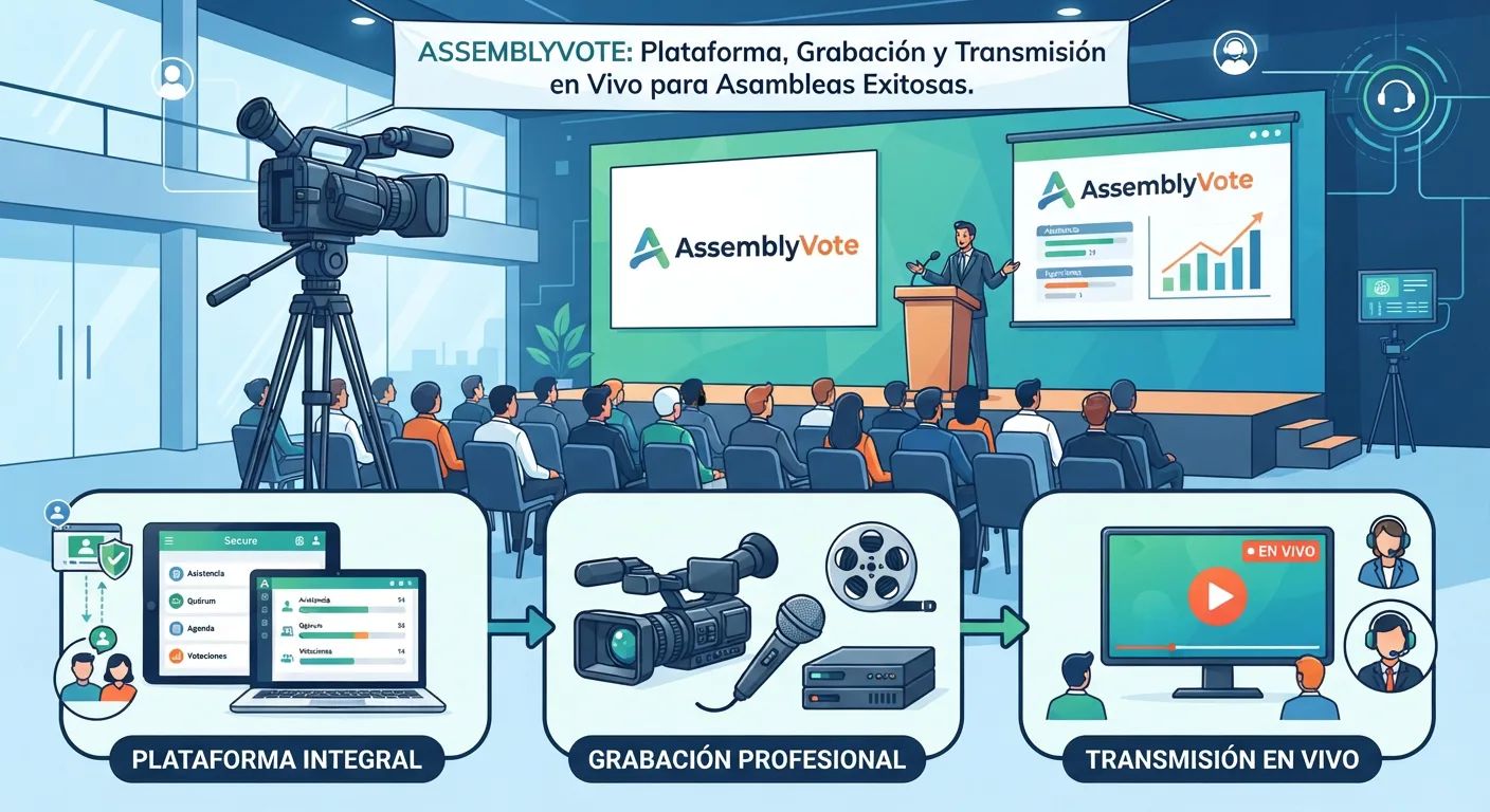 Su asamblea completa con AssemblyVote: plataforma, grabación y transmisión en vivo
